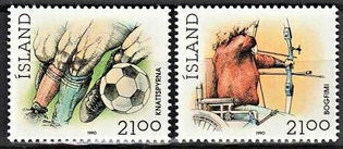 FRIMÆRKER ISLAND | 1990 - AFA 725,726 - Sport - 2 x 21,00 kr. flerfarvet - Postfrisk